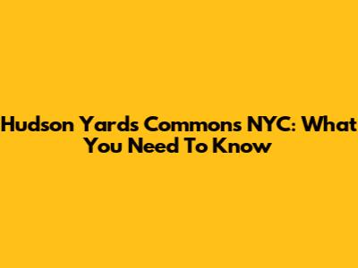 Hudson Yards Commons NYC: What You Need To Know