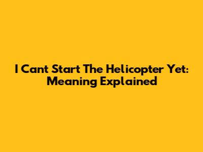 I Can't Start The Helicopter Yet: Meaning Explained