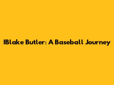 IBlake Butler: A Baseball Journey