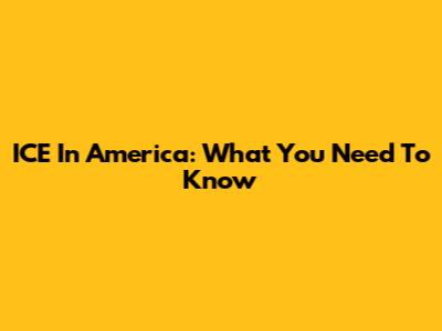 ICE In America: What You Need To Know