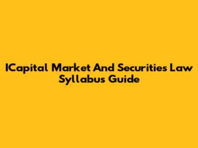 ICapital Market And Securities Law Syllabus Guide