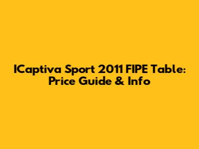 ICaptiva Sport 2011 FIPE Table: Price Guide & Info