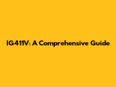 IG411V: A Comprehensive Guide