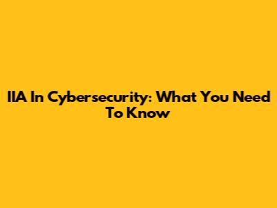 IIA In Cybersecurity: What You Need To Know