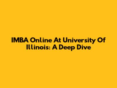 IMBA Online At University Of Illinois: A Deep Dive