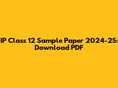 IP Class 12 Sample Paper 2024-25: Download PDF