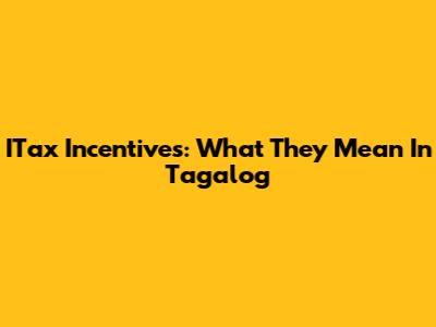 ITax Incentives: What They Mean In Tagalog