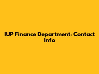 IUP Finance Department: Contact Info