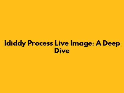 Ididdy Process Live Image: A Deep Dive