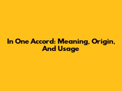 In One Accord: Meaning, Origin, And Usage