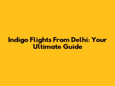 Indigo Flights From Delhi: Your Ultimate Guide