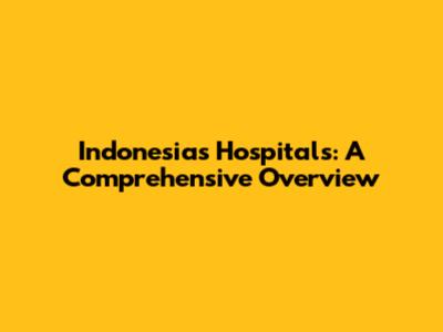 Indonesia's Hospitals: A Comprehensive Overview