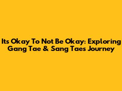 It's Okay To Not Be Okay: Exploring Gang Tae & Sang Tae's Journey