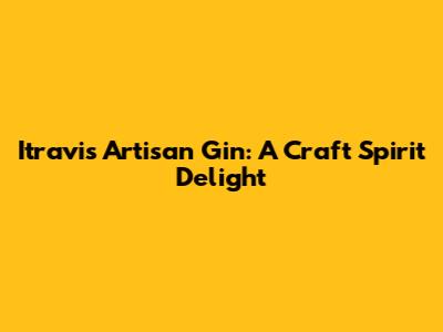 Itravis Artisan Gin: A Craft Spirit Delight