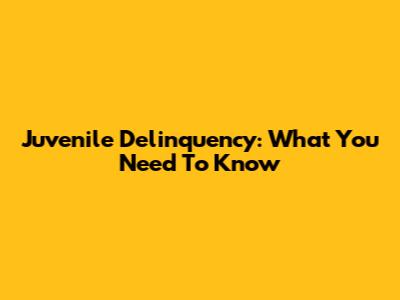 Juvenile Delinquency: What You Need To Know