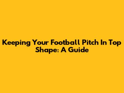 Keeping Your Football Pitch In Top Shape: A Guide