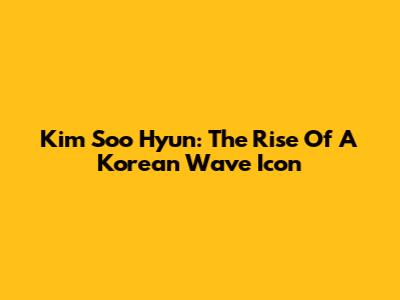 Kim Soo Hyun: The Rise Of A Korean Wave Icon