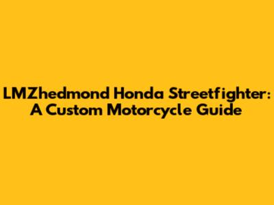 LMZhedmond Honda Streetfighter: A Custom Motorcycle Guide