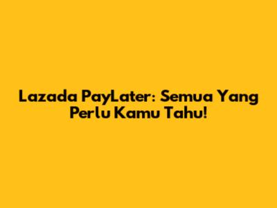 Lazada PayLater: Semua Yang Perlu Kamu Tahu!