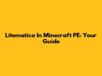 Litematica In Minecraft PE: Your Guide