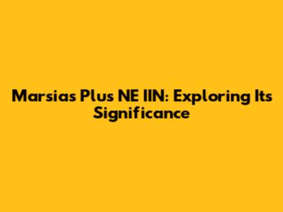 Marsias Plus NE IIN: Exploring Its Significance