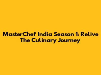 MasterChef India Season 1: Relive The Culinary Journey