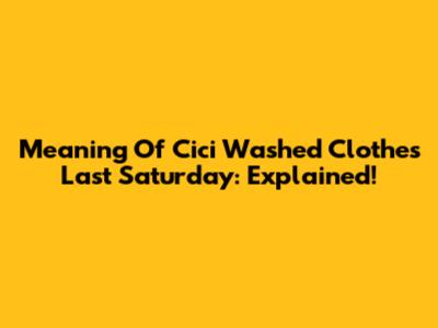 Meaning Of Cici Washed Clothes Last Saturday: Explained!