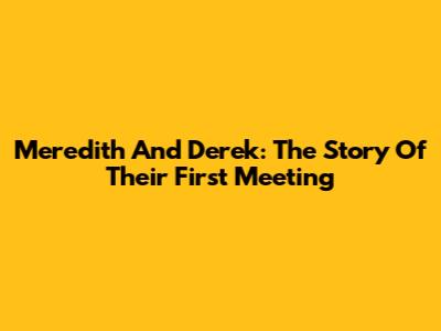 Meredith And Derek: The Story Of Their First Meeting