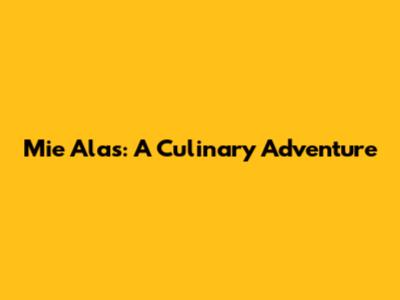 Mie Alas: A Culinary Adventure