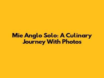 Mie Anglo Solo: A Culinary Journey With Photos