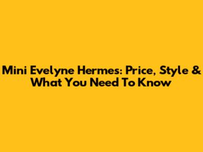 Mini Evelyne Hermes: Price, Style & What You Need To Know