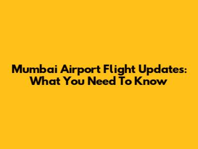 Mumbai Airport Flight Updates: What You Need To Know