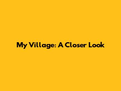 My Village: A Closer Look