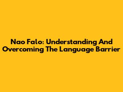 Nao Falo: Understanding And Overcoming The Language Barrier