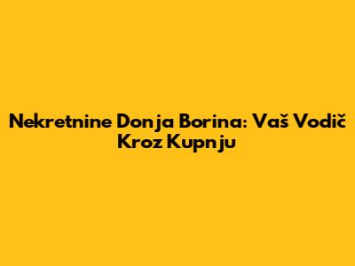 Nekretnine Donja Borina: Vaš Vodič Kroz Kupnju