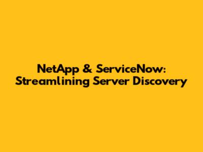 NetApp & ServiceNow: Streamlining Server Discovery