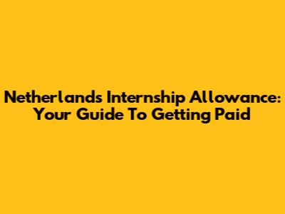 Netherlands Internship Allowance: Your Guide To Getting Paid