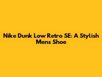 Nike Dunk Low Retro SE: A Stylish Men's Shoe