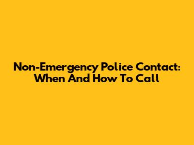 Non-Emergency Police Contact: When And How To Call
