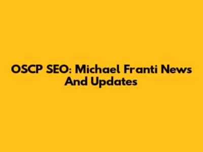 OSCP SEO: Michael Franti News And Updates