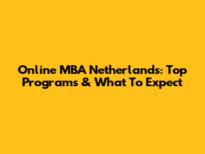 Online MBA Netherlands: Top Programs & What To Expect