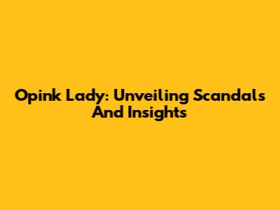 Opink Lady: Unveiling Scandals And Insights