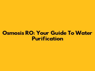 Osmosis RO: Your Guide To Water Purification