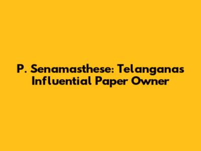 P. Senamasthese: Telangana's Influential Paper Owner