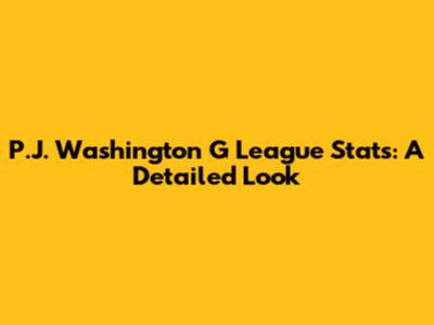 P.J. Washington G League Stats: A Detailed Look
