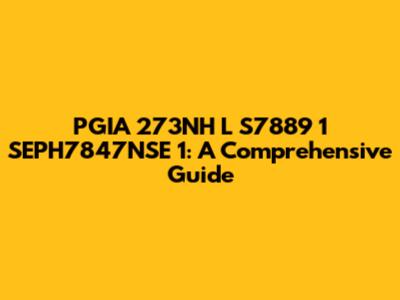 PGIA 273NH L S7889 1 SEPH7847NSE 1: A Comprehensive Guide