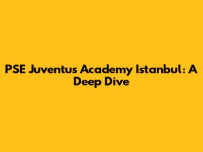 PSE Juventus Academy Istanbul: A Deep Dive