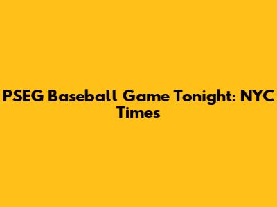 PSEG Baseball Game Tonight: NYC Times