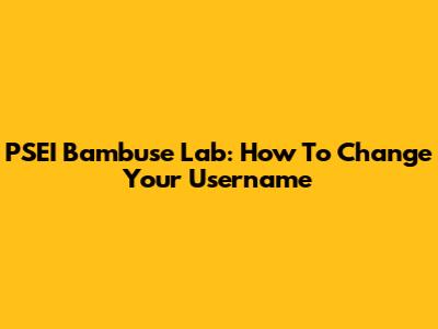 PSEI Bambuse Lab: How To Change Your Username