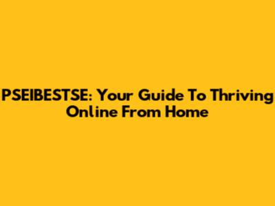 PSEIBESTSE: Your Guide To Thriving Online From Home